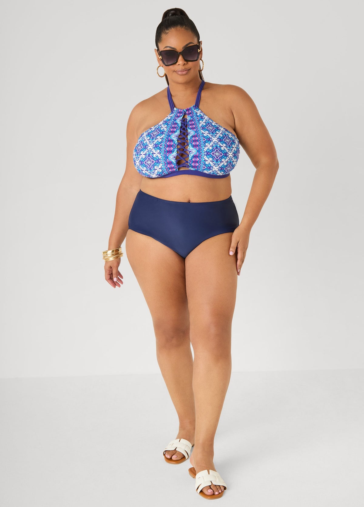 Printed Halter Bikini Top