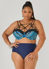 Caged Printed Bikini Top