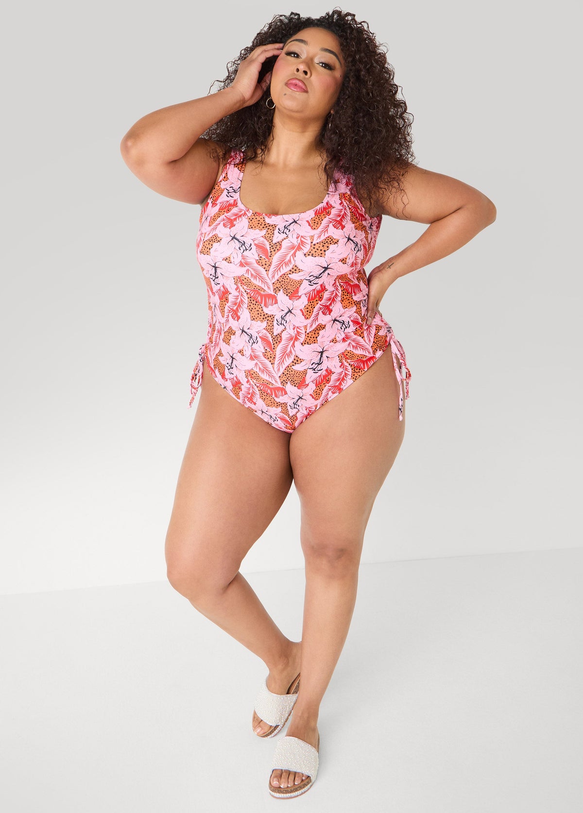 Floral Drawstring Swimsuit