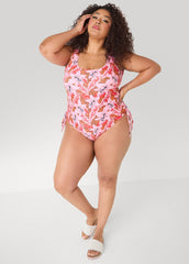 Floral Drawstring Swimsuit