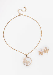 Butterfly Necklace And Earrings Set