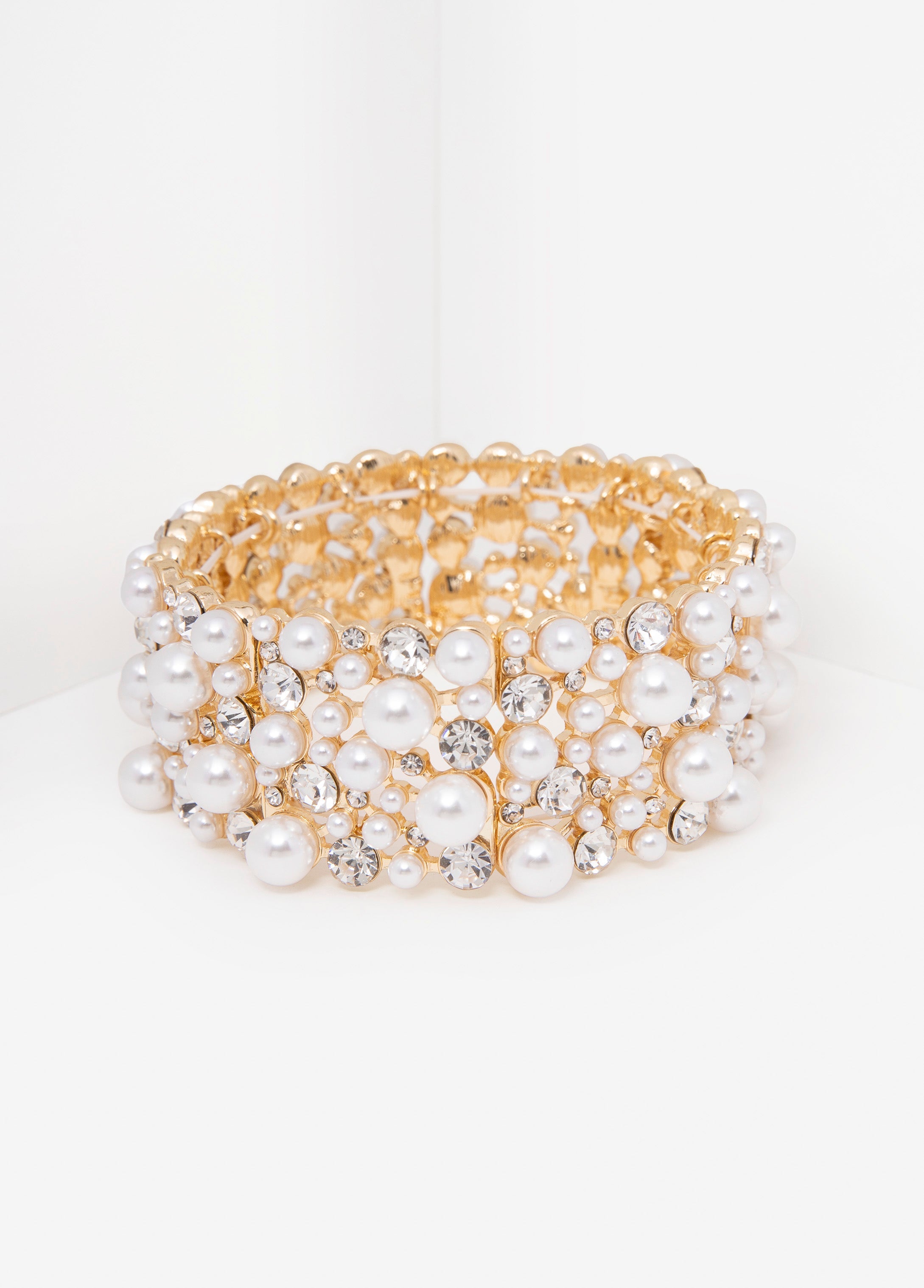 Crystal And Faux Pearl Bracelet