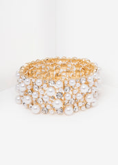 Crystal And Faux Pearl Bracelet