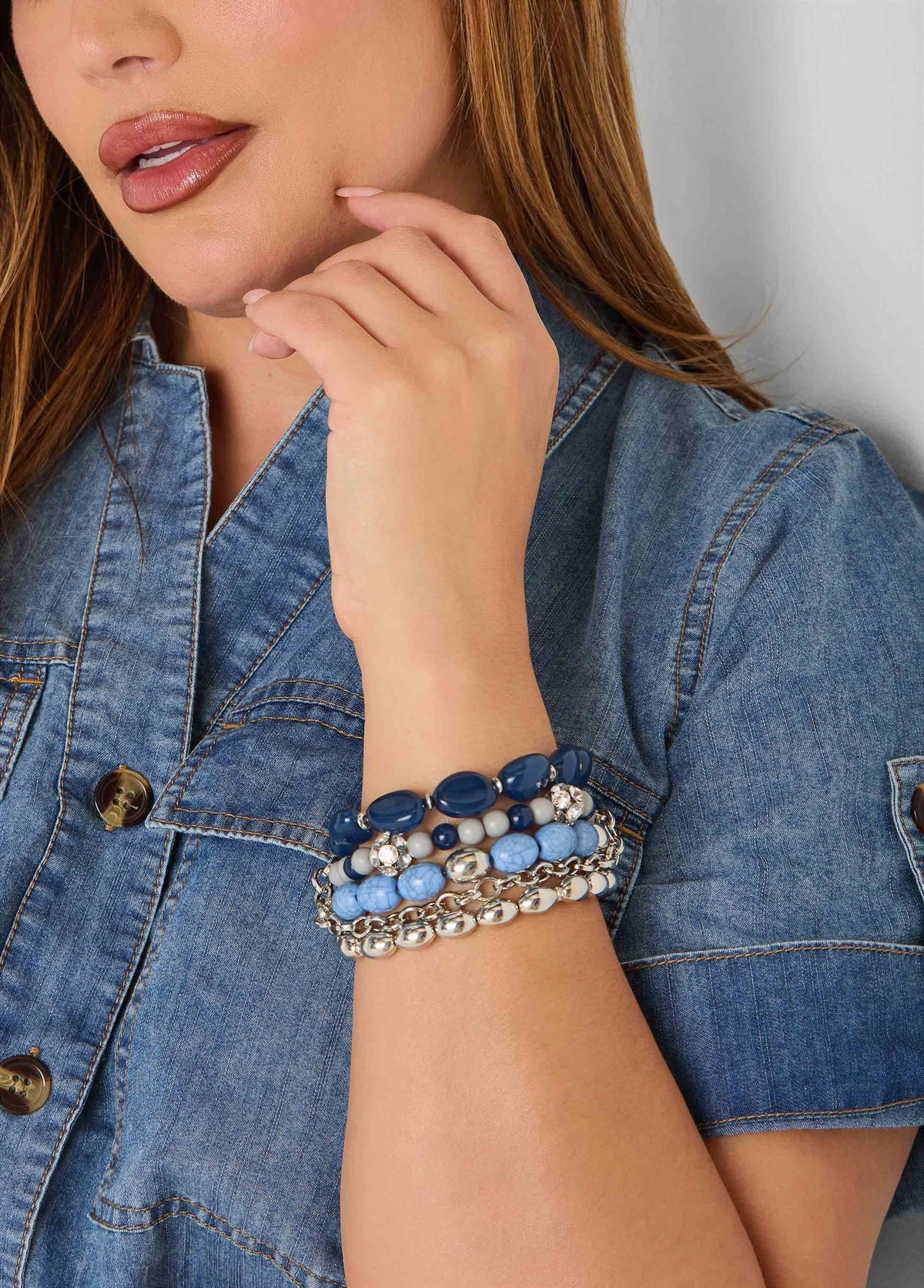 Stone And Crystal Bracelet Set