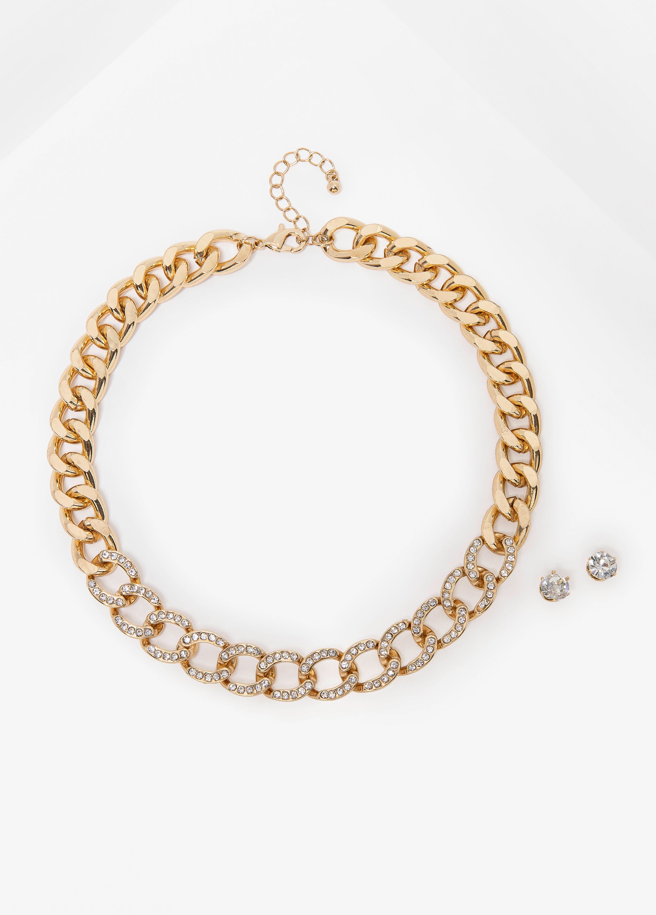 Crystal Cuban Link Necklace Set