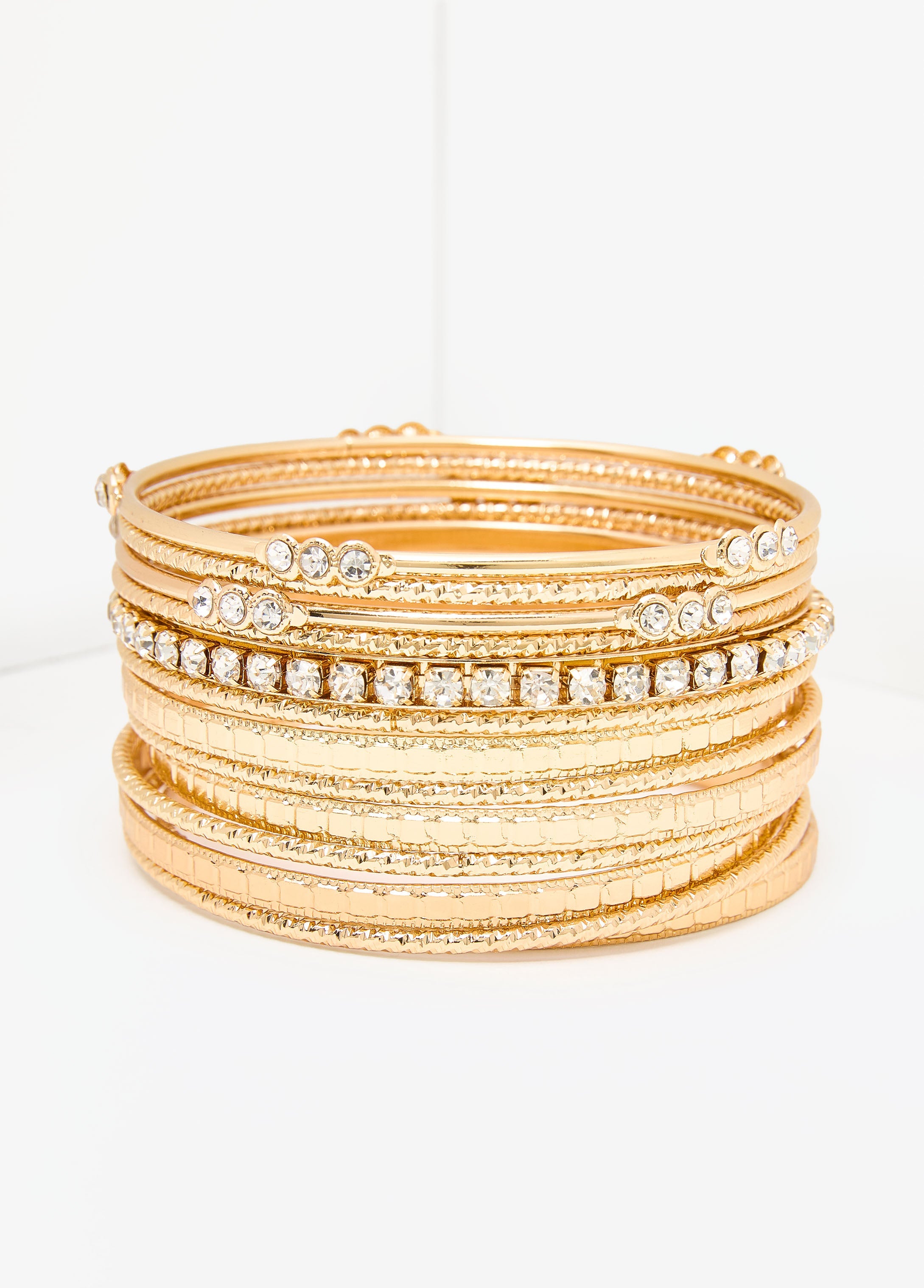 Set Of 13 Gold Tone Bangles