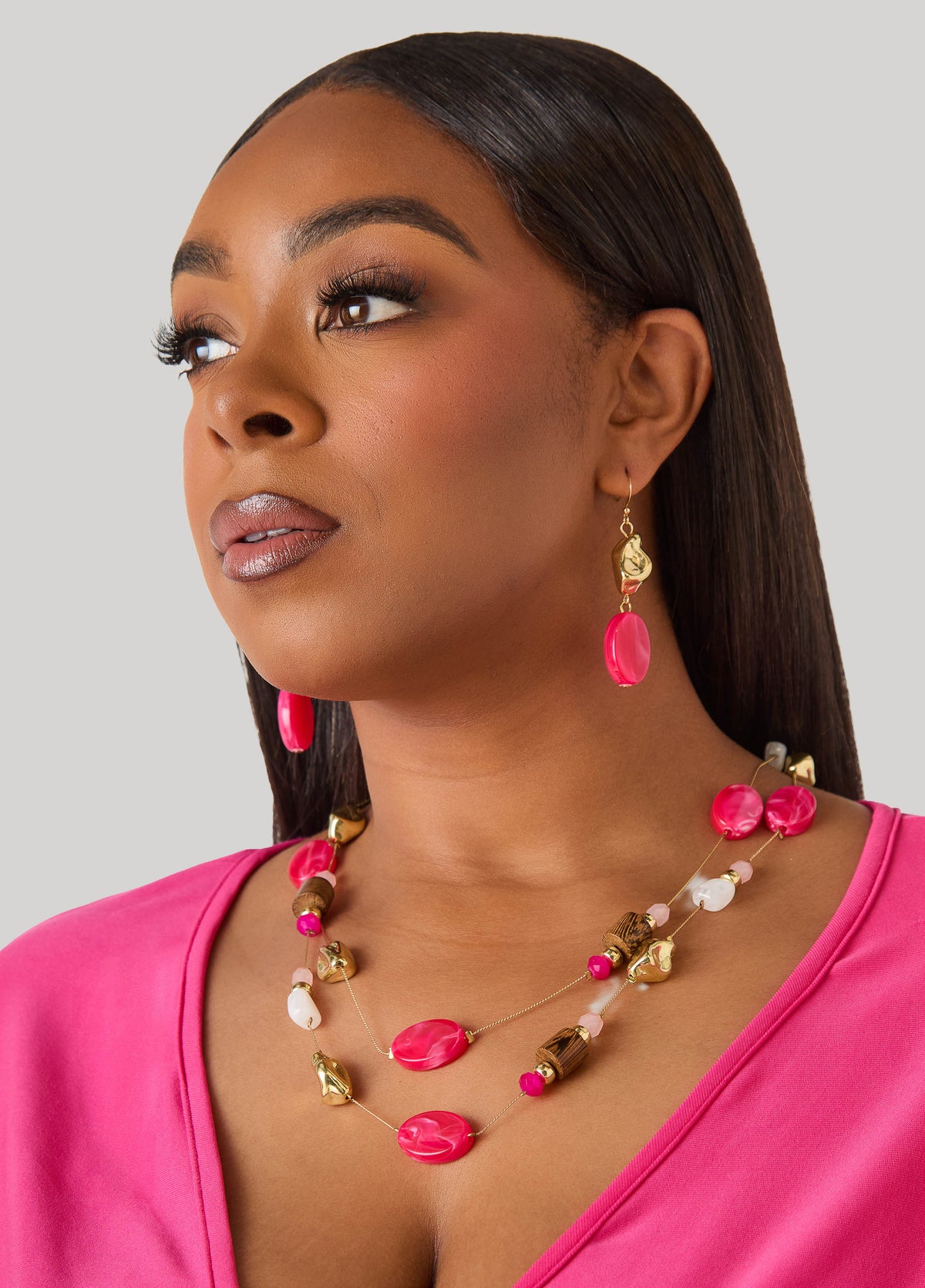 Wood And Bead Necklace Set