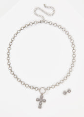 Crystal Cross Necklace Box Set