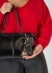 Crystal Faux Leather Bag Charm