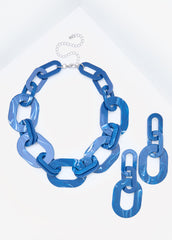 Marble Chain Link Necklace Set
