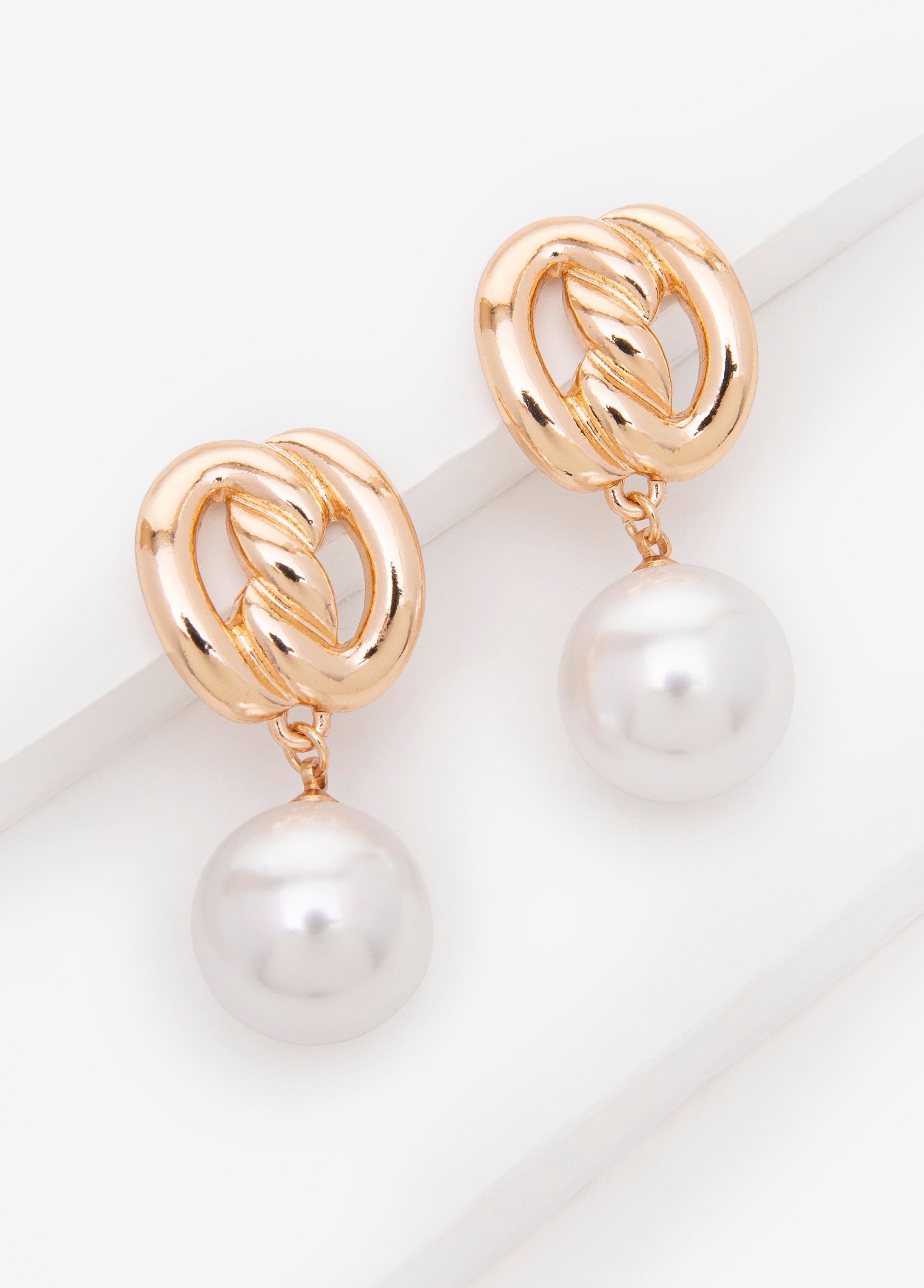 Knotted Faux Pearl Drop Earrings