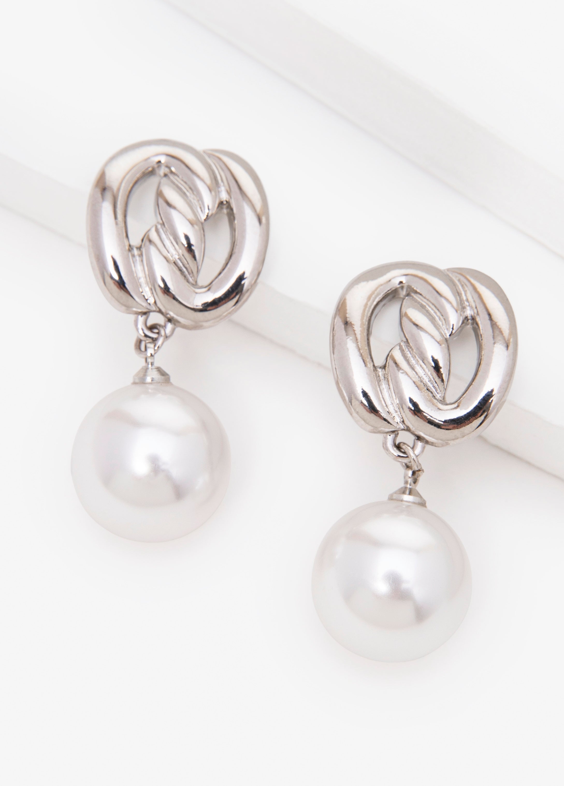 Knotted Faux Pearl Earrings