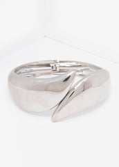 Silver Tone Hinged Cuff