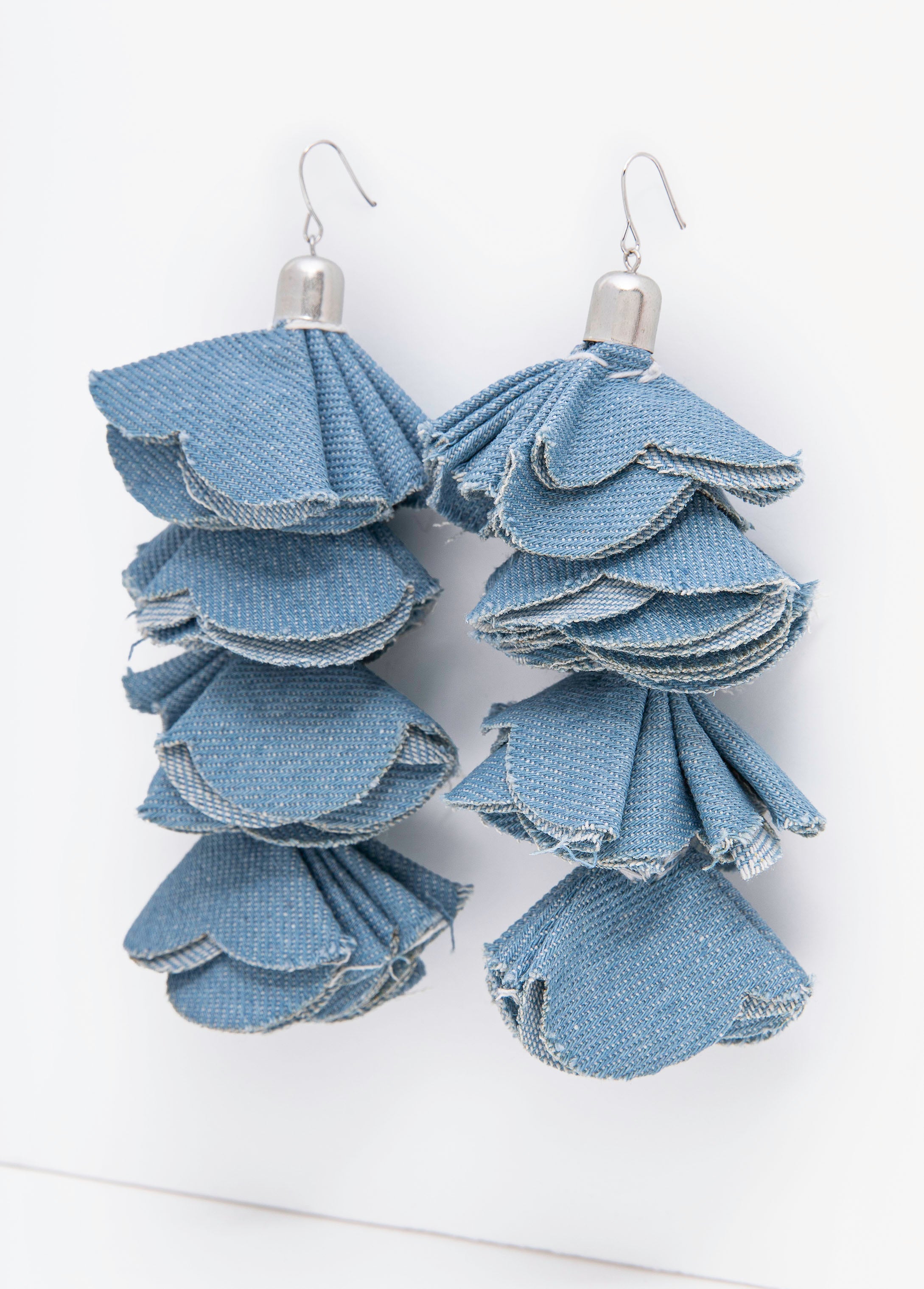 Denim Petal Earrings