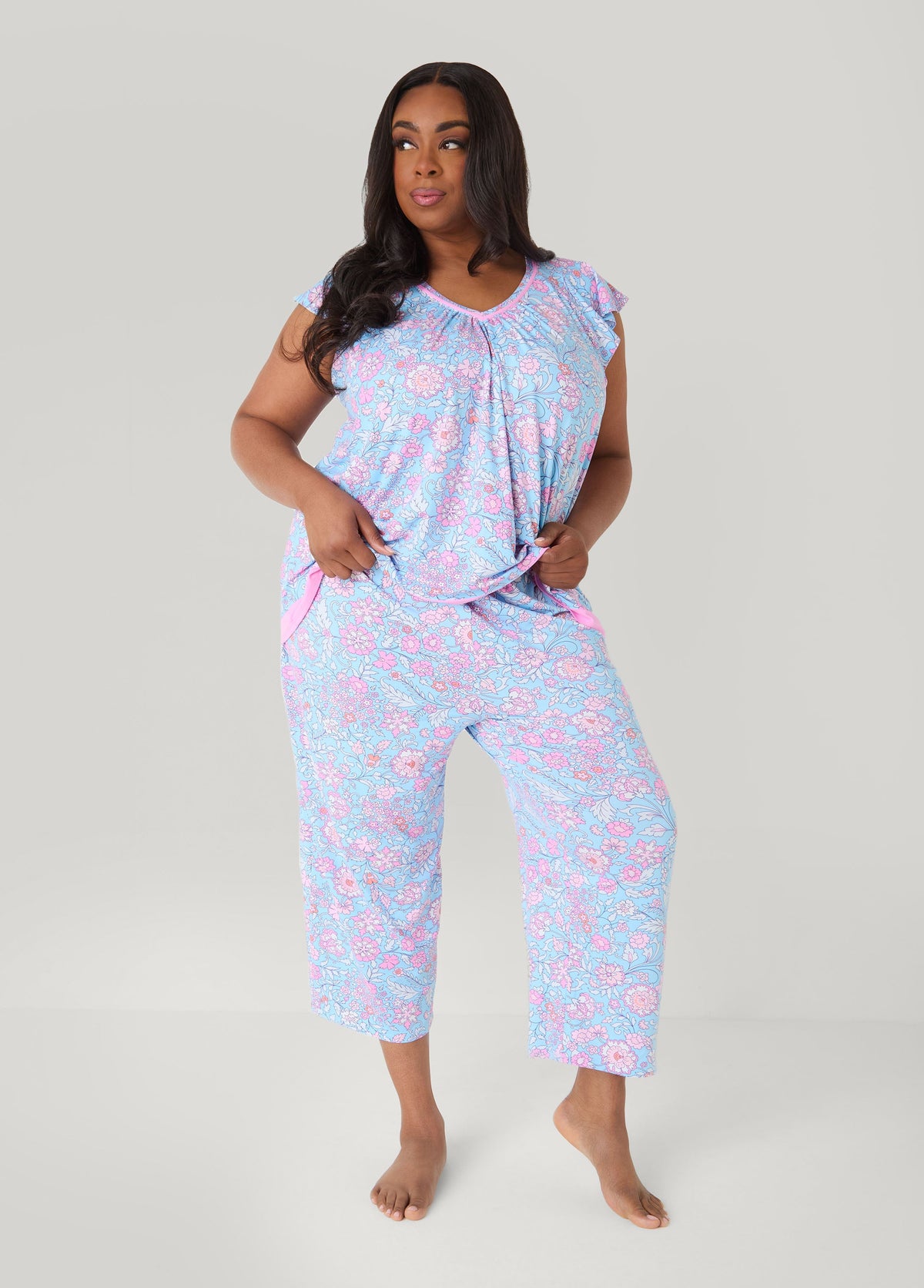 Ellen Tracy Floral PJ Capris Set