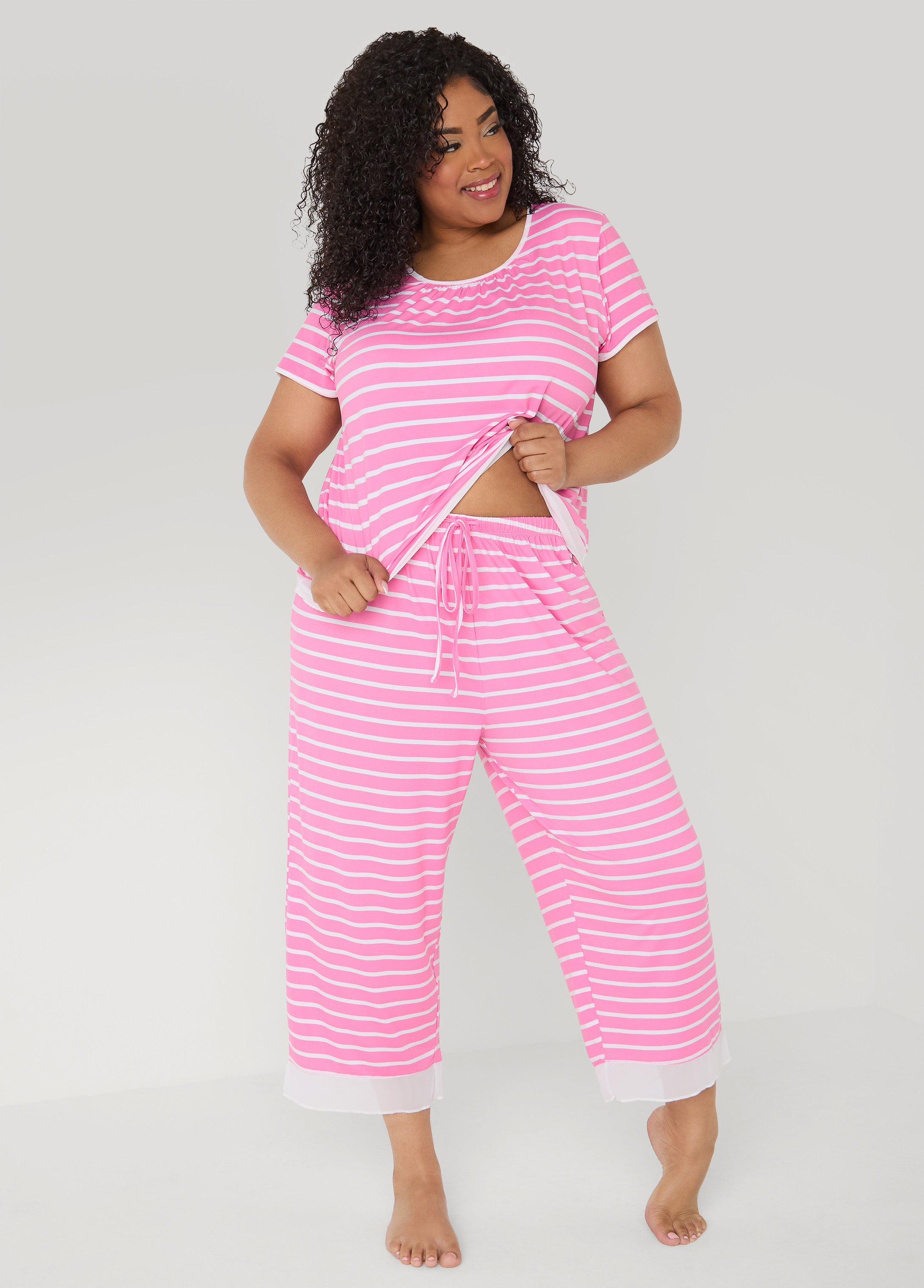 Ellen Tracy Striped PJ Capris Set