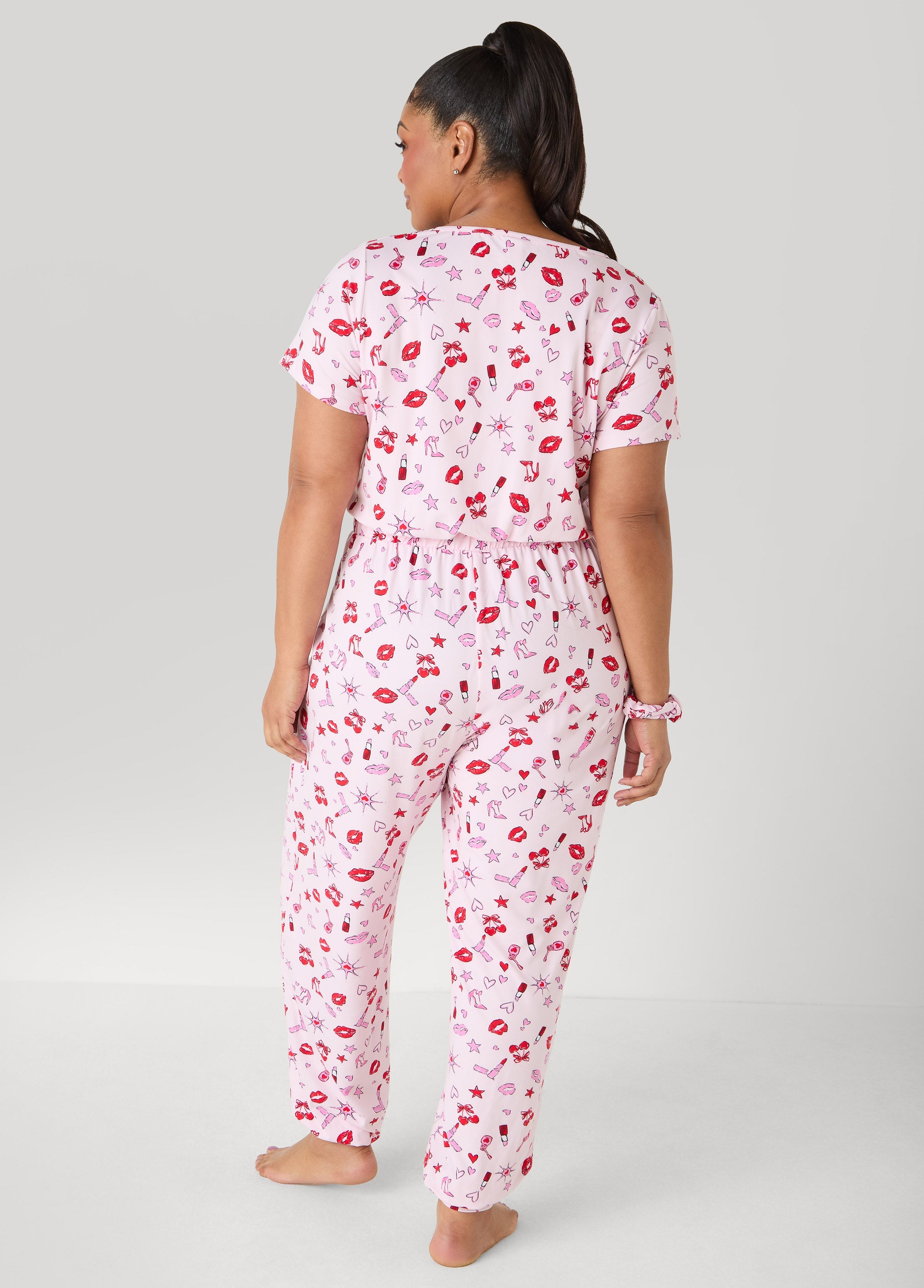 Moon To Noon Kiss Print Jumpsuit Set