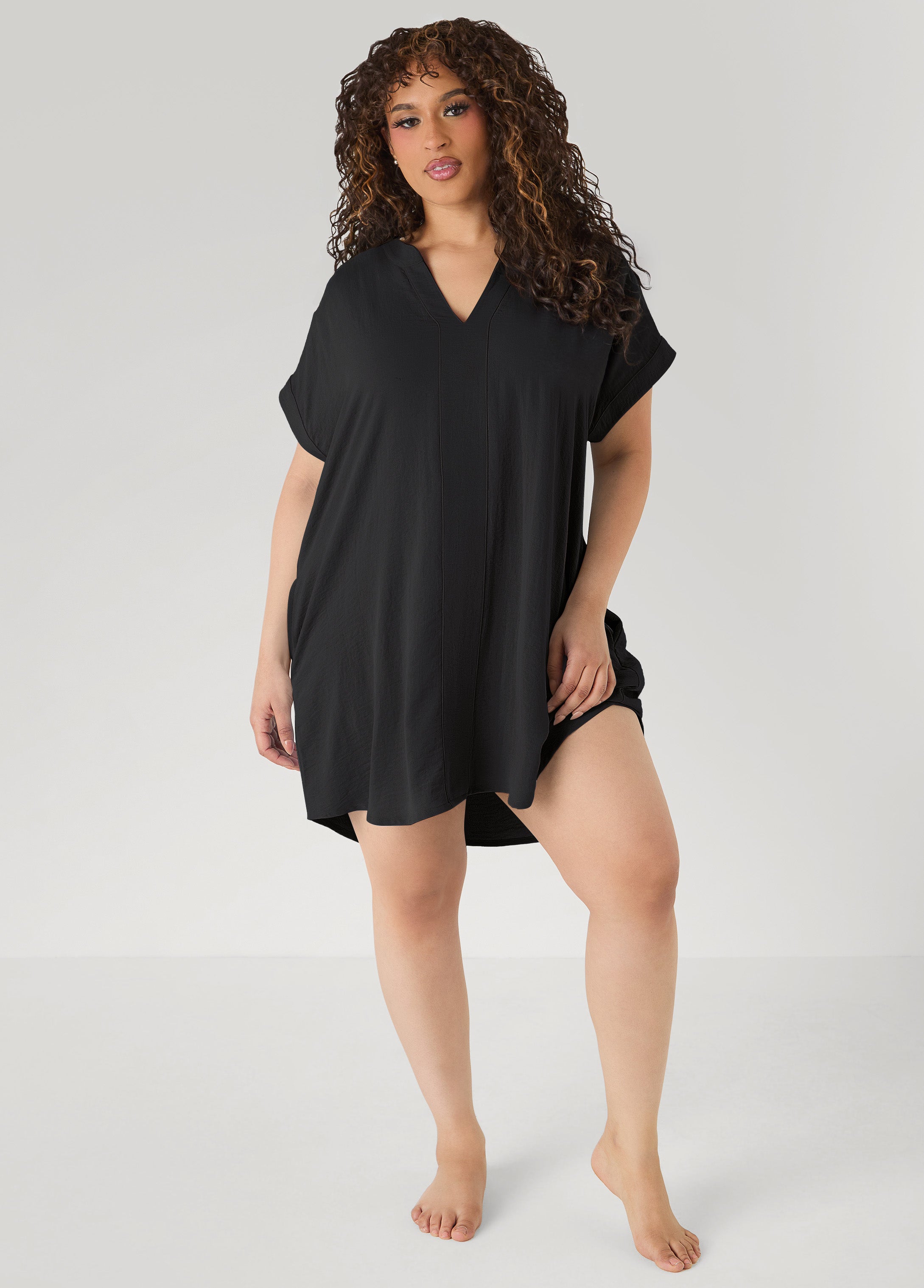 V Neck Textured Sleepshirt