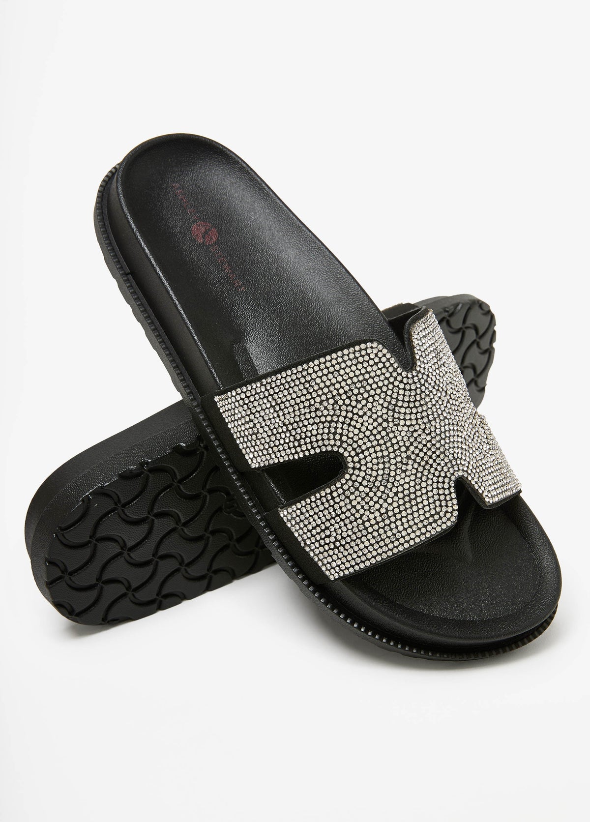 Crystal Cutout Slide Sandals