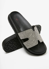Crystal Cutout Slide Sandals