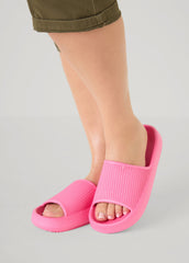 Ribbed Slide Sandals