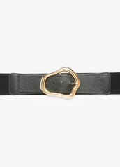 Faux Leather Sculpted Buckle Belt
