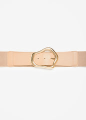 Sculpted Buckle Faux Leather Belt