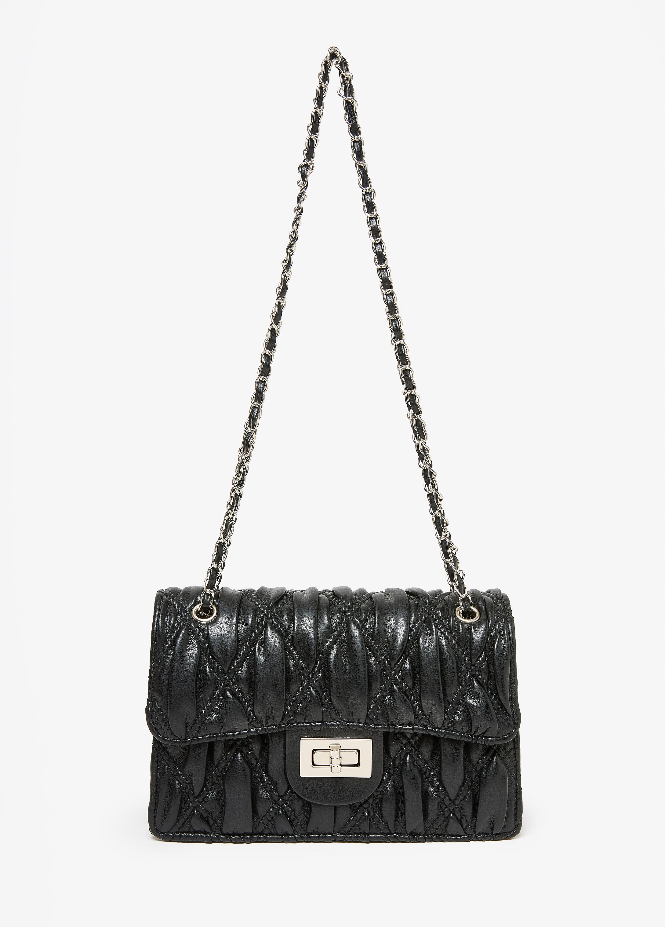 Textured Faux Leather Flap Bag