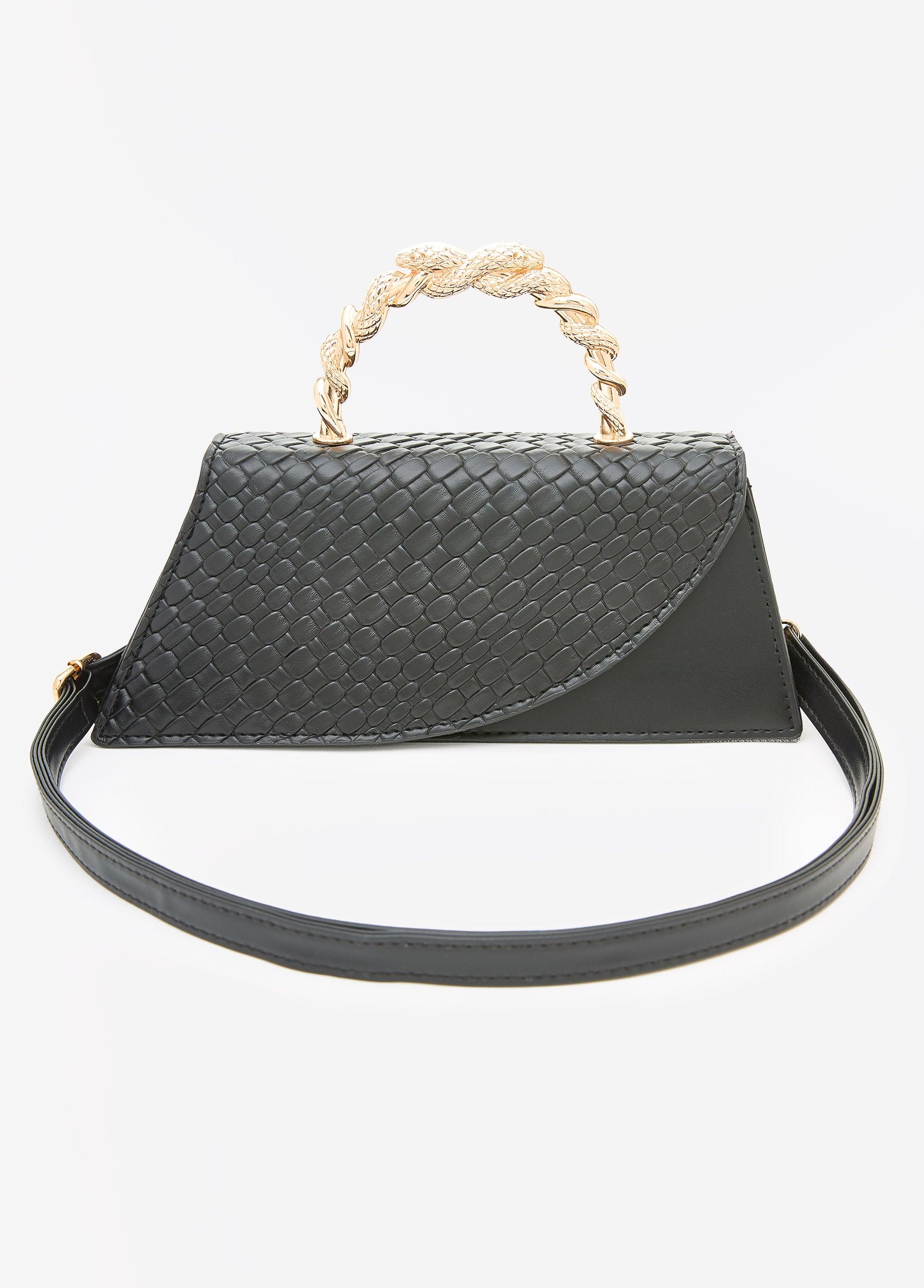 Basketweave Faux Leather Satchel