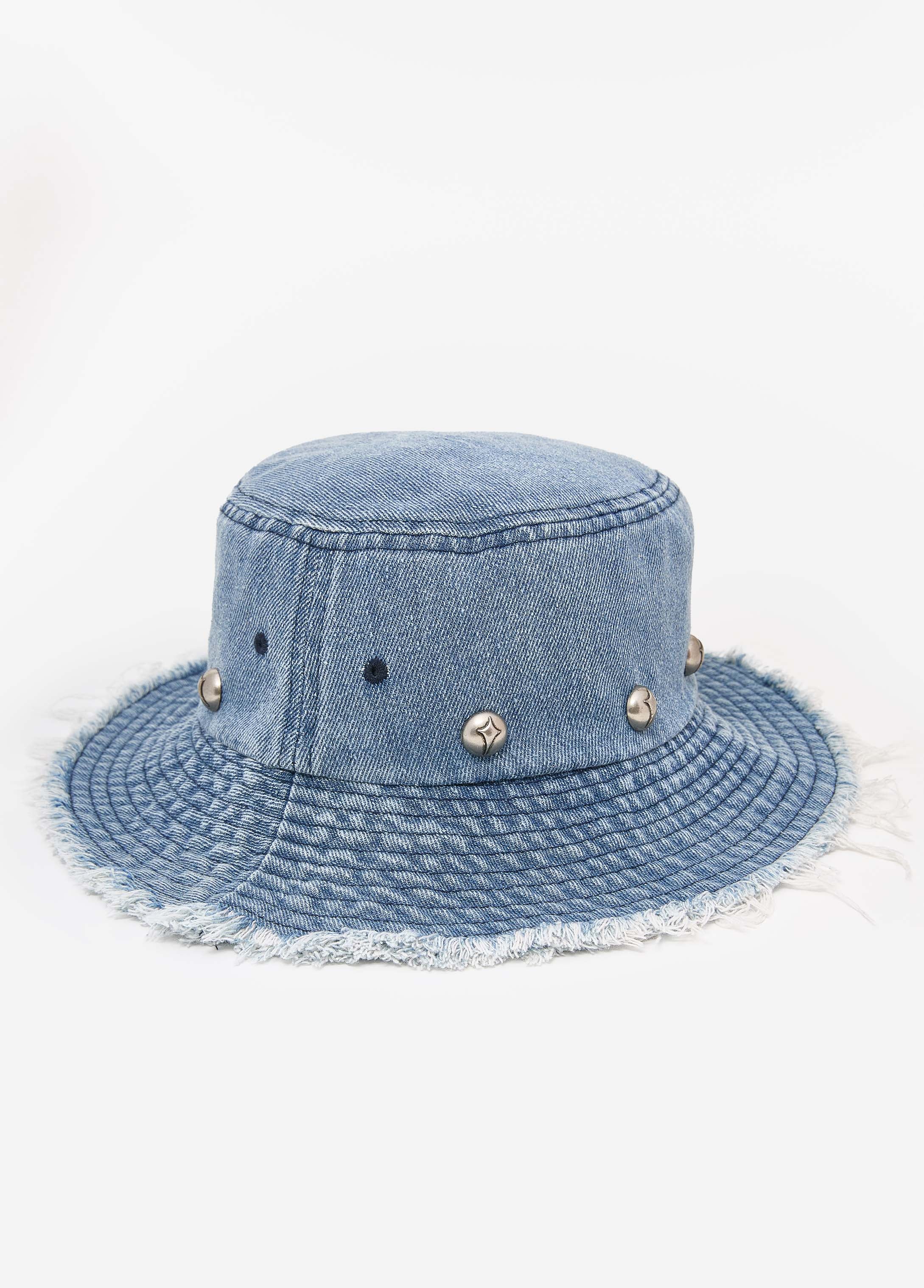 Studded Denim Bucket Hat