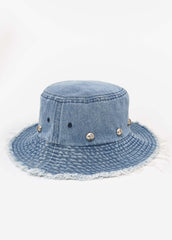 Studded Denim Bucket Hat