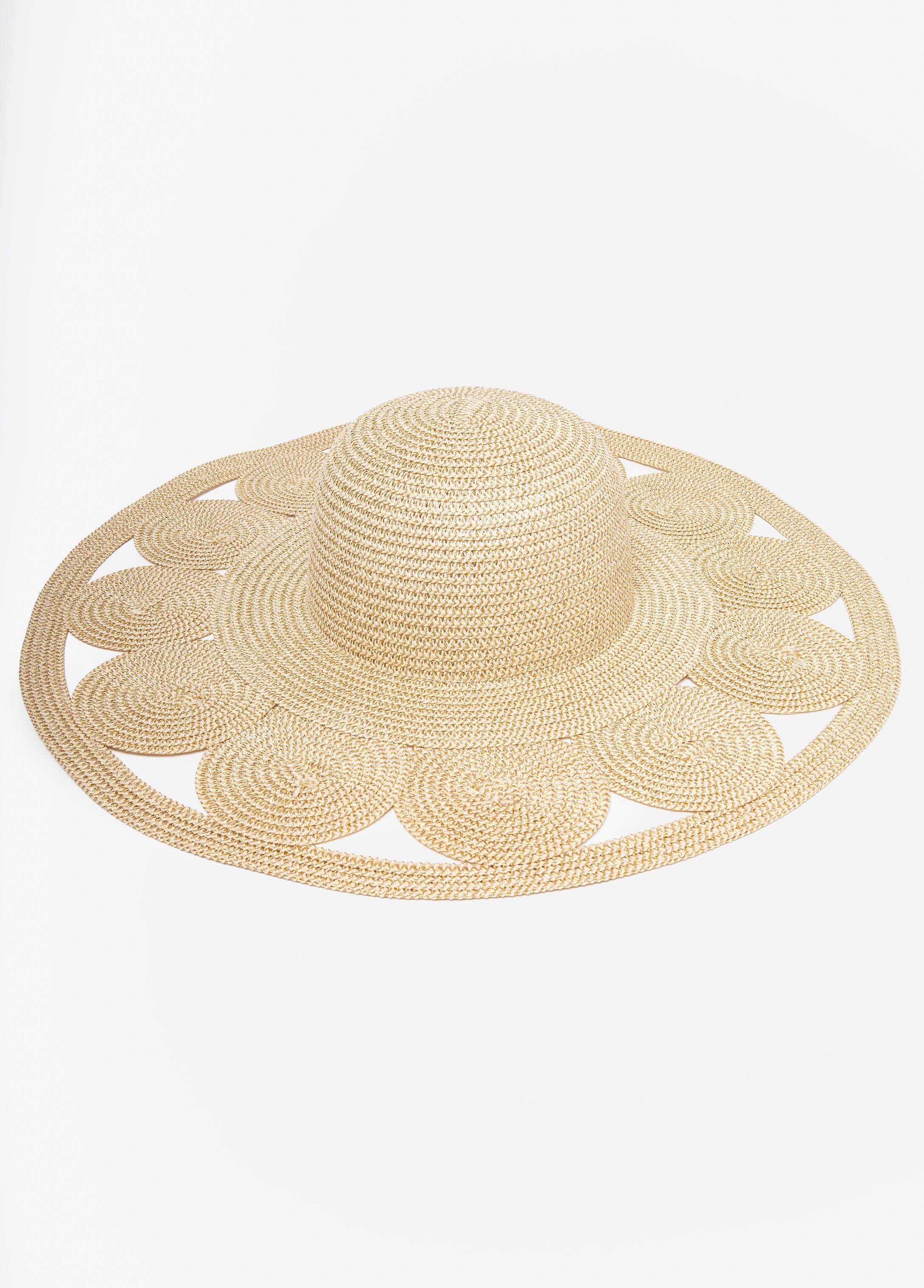 Metallic Cutout Straw Hat