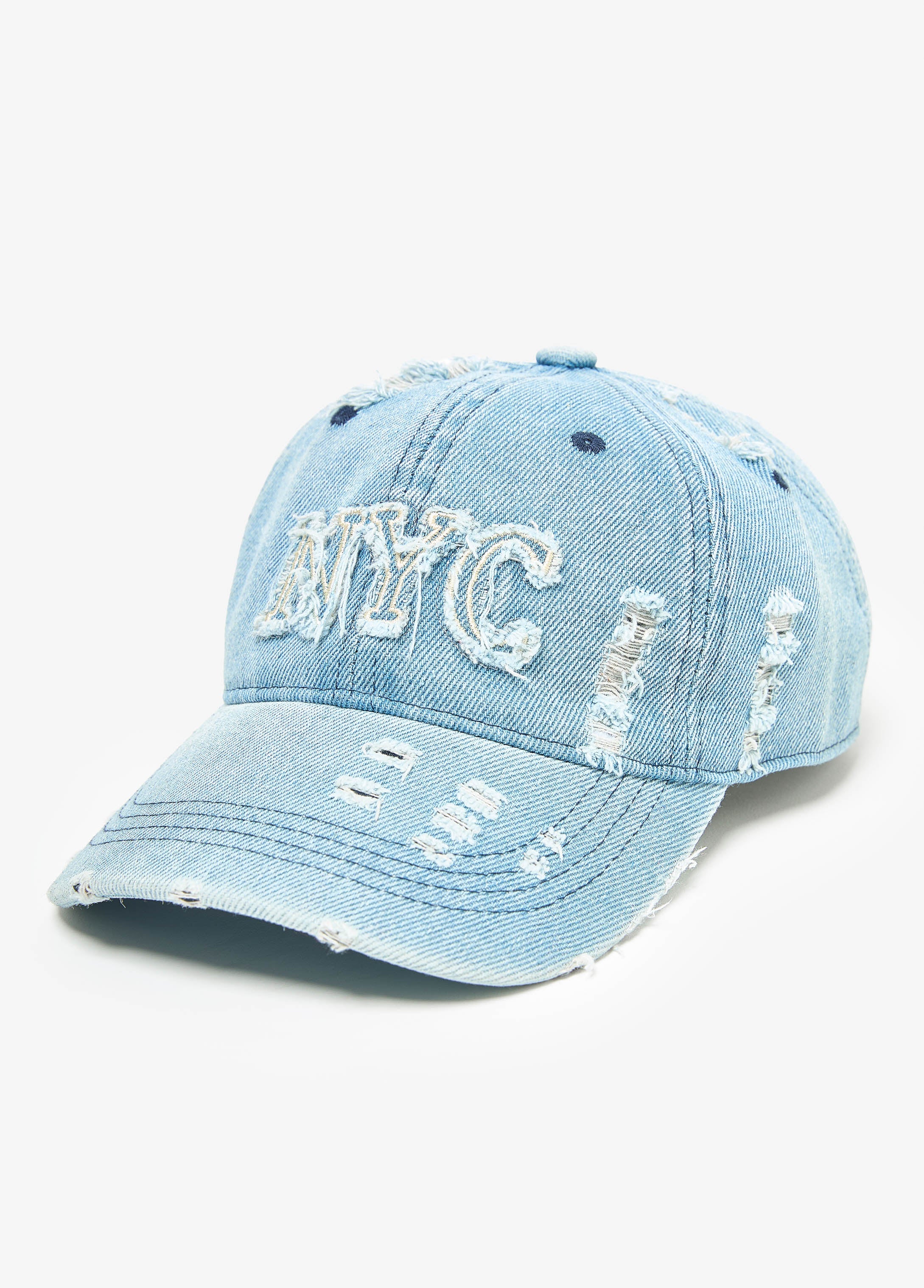 Distressed NYC Denim Baseball Hat