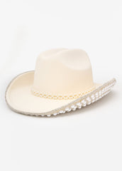 Crystal And Faux Pearl Cowboy Hat
