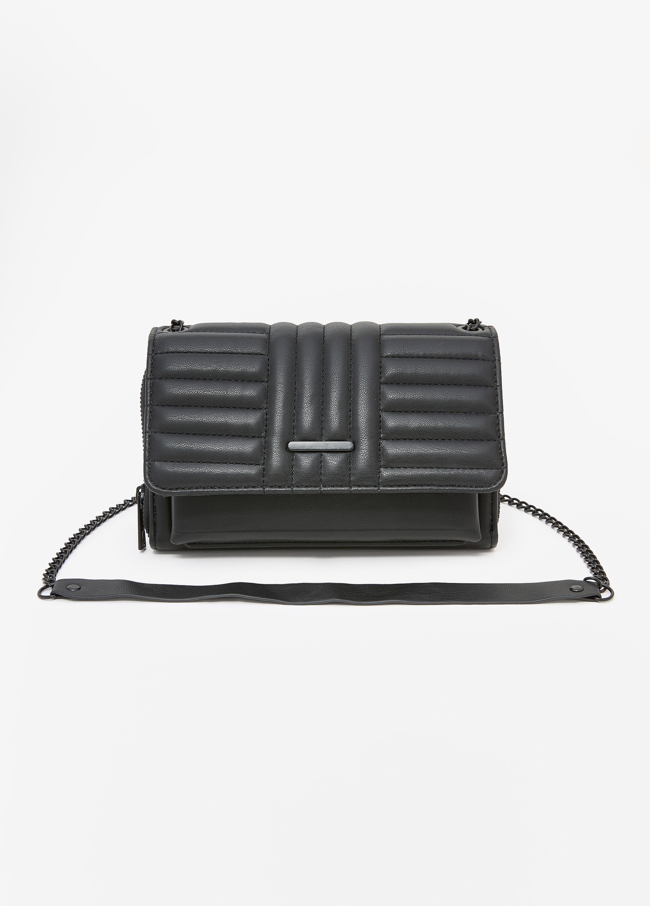 Quilted Faux Leather Flap Bag