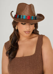 Beaded Straw Cowboy Hat