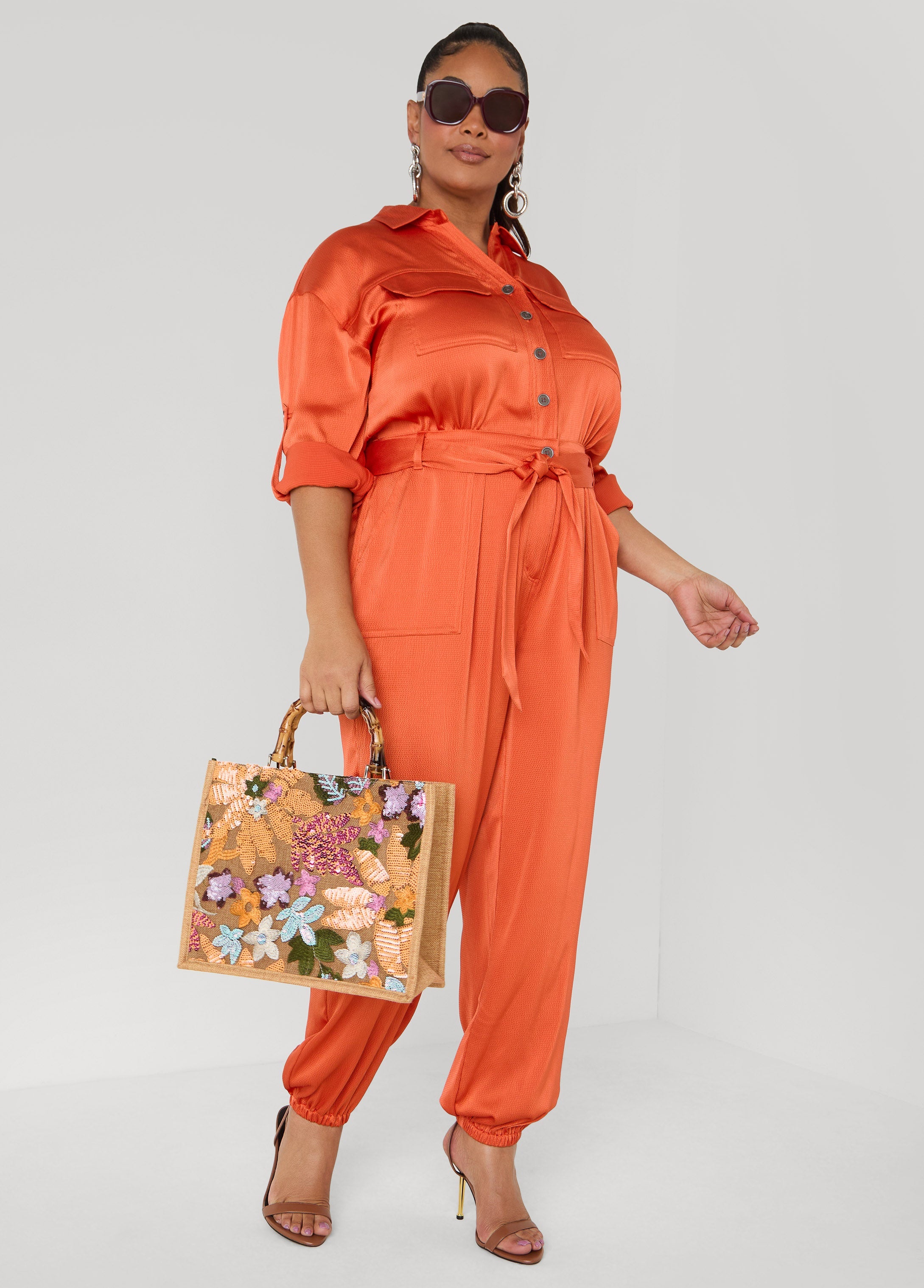 Floral Embellished Canvas Tote