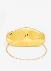 Metallic Hammered Bean Clutch
