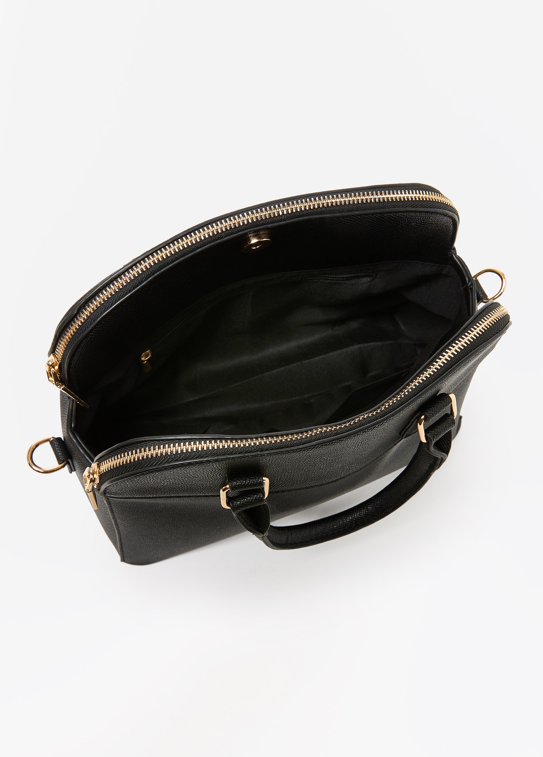 Textured Faux Leather Satchel