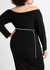 Layered Silver Tone Chain Belt
