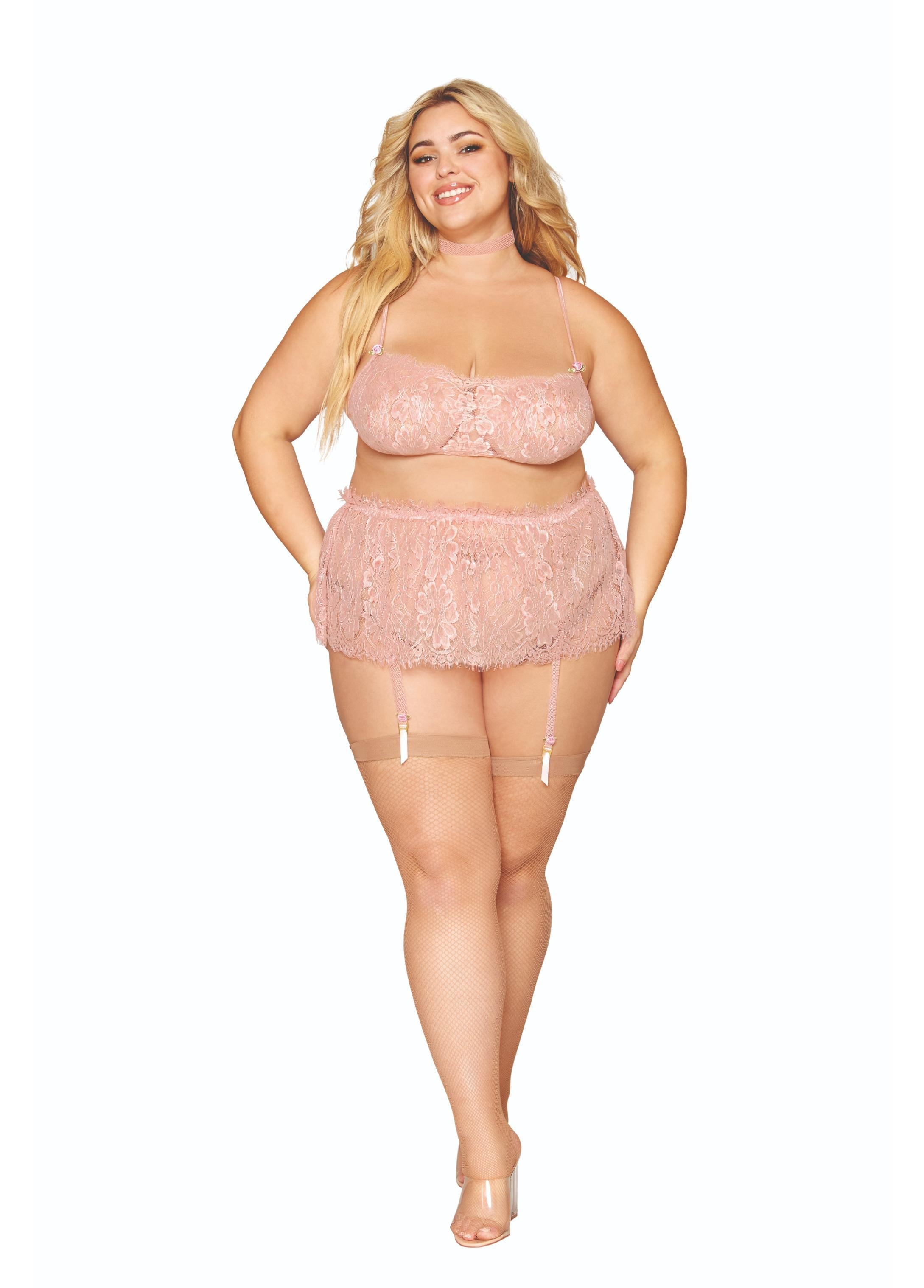 Dreamgirl Bralette Garter Skirt And Choker Set
