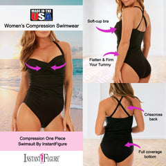 InstantFigure Shirred Twist Front Swimsuit