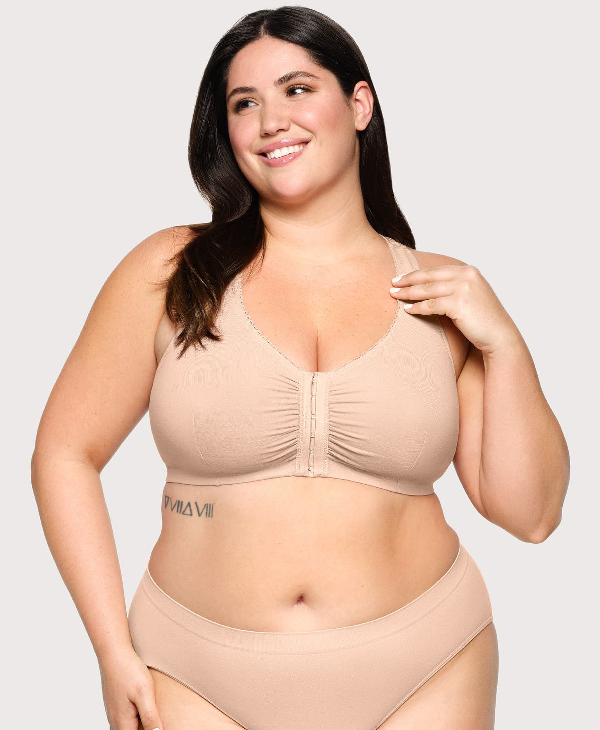 Lace Panel T Back Comfort Bra