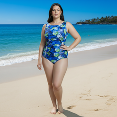 InstantFigure Floral High Neck Swimsuit