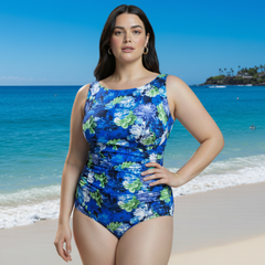 InstantFigure Floral High Neck Swimsuit