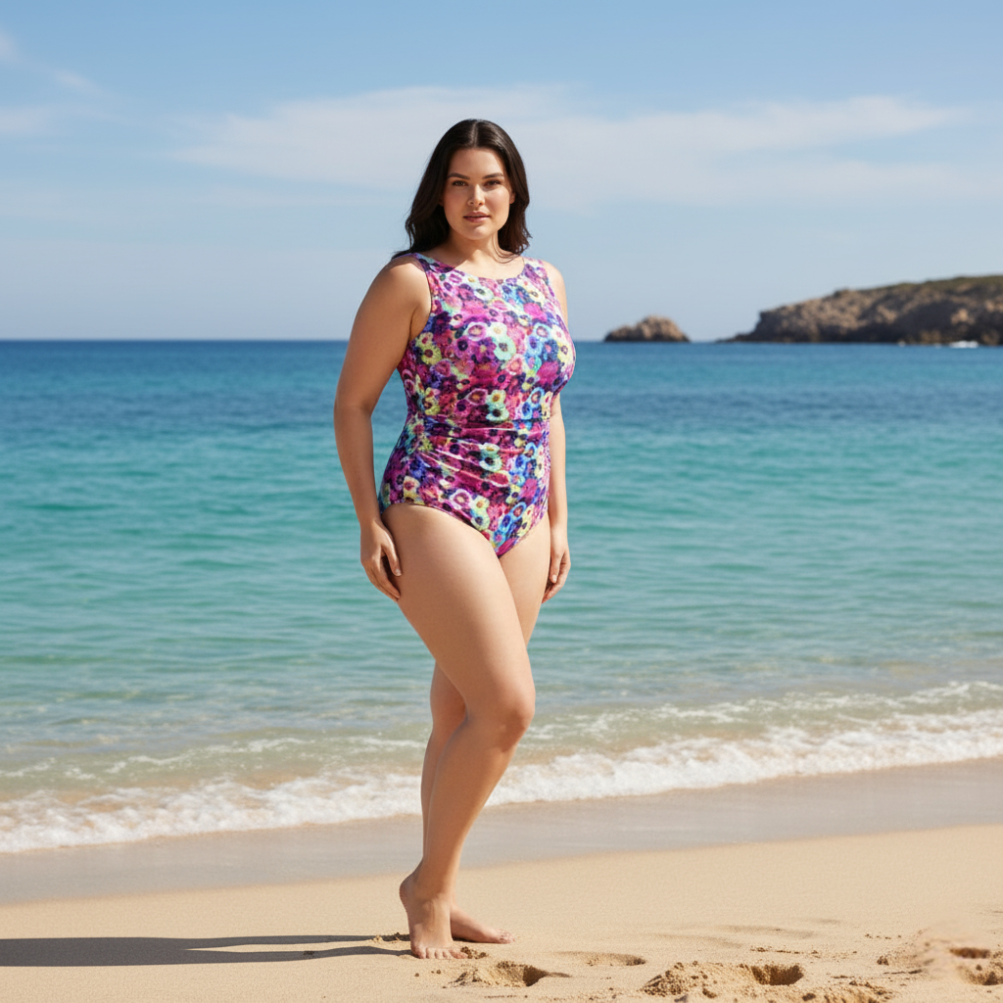 InstantFigure High Neck Floral Swimsuit