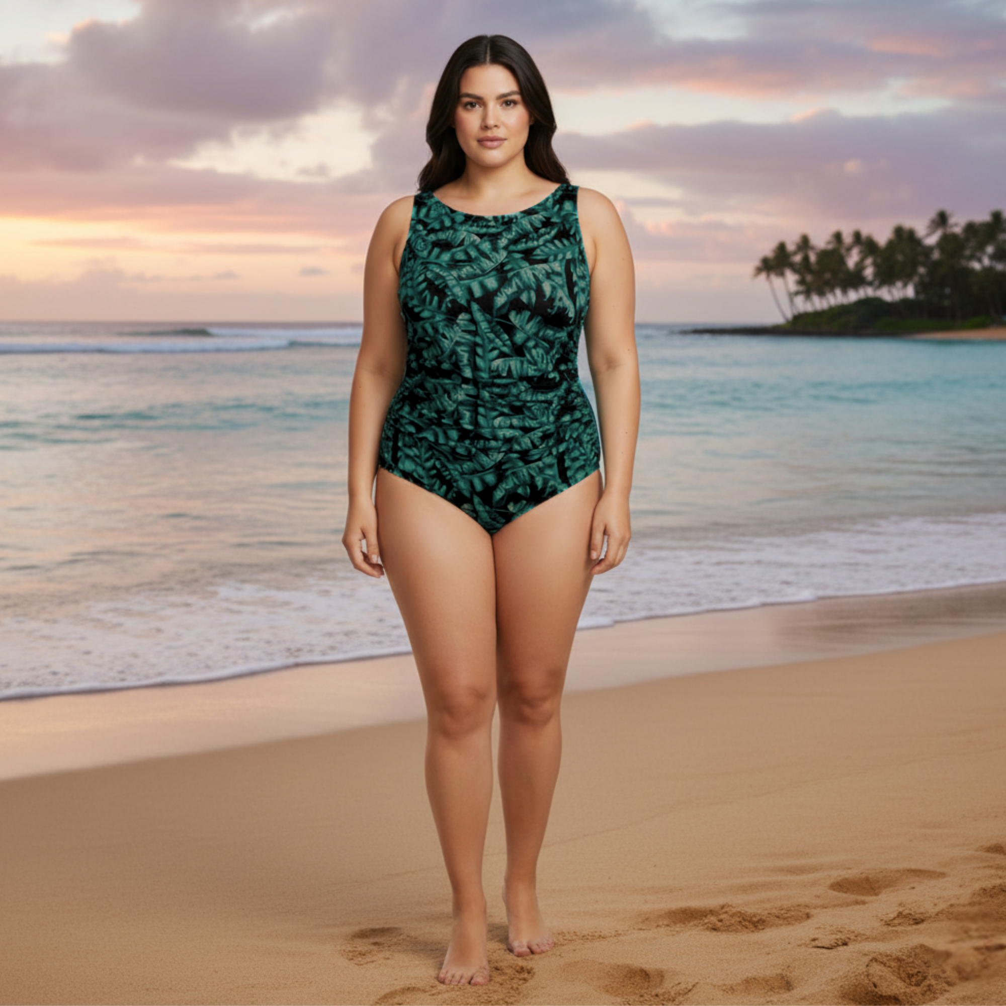 InstantFigure Tropical High Neck Swimsuit