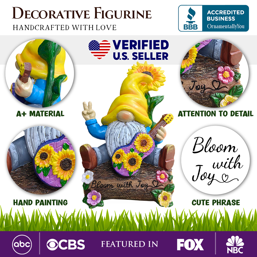 Bloom With Joy Garden Gnome Figurine