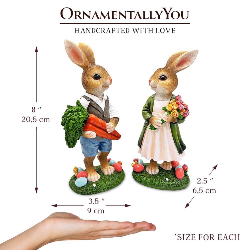 Harvest and Bloom Country Bunny Figurine Set