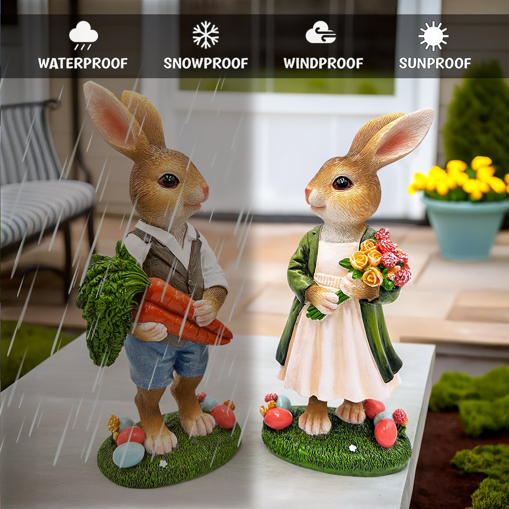 Harvest and Bloom Country Bunny Figurine Set